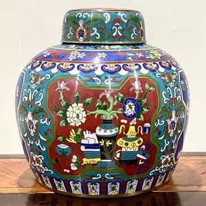 Antique Chinese Cloisonné Enamel Ginger Jar